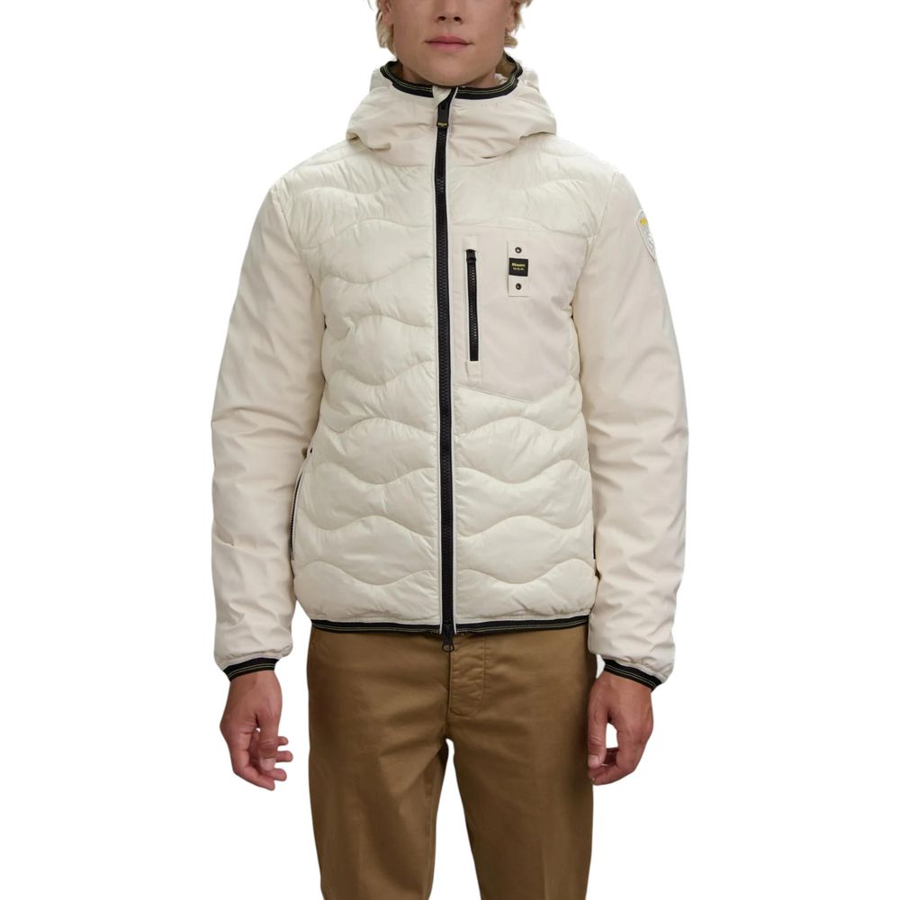 Blue and White Polyamide Shell Jacket