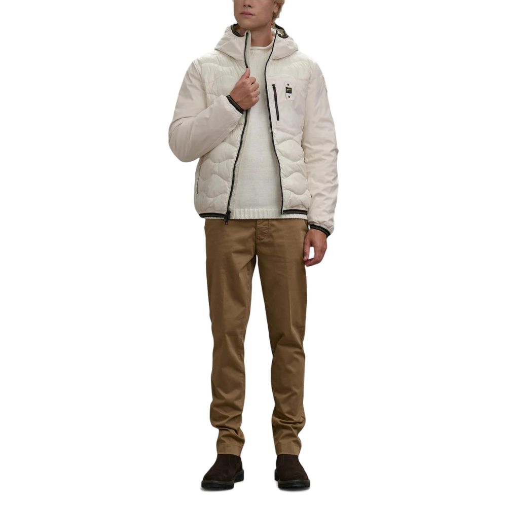 Blue and White Polyamide Shell Jacket