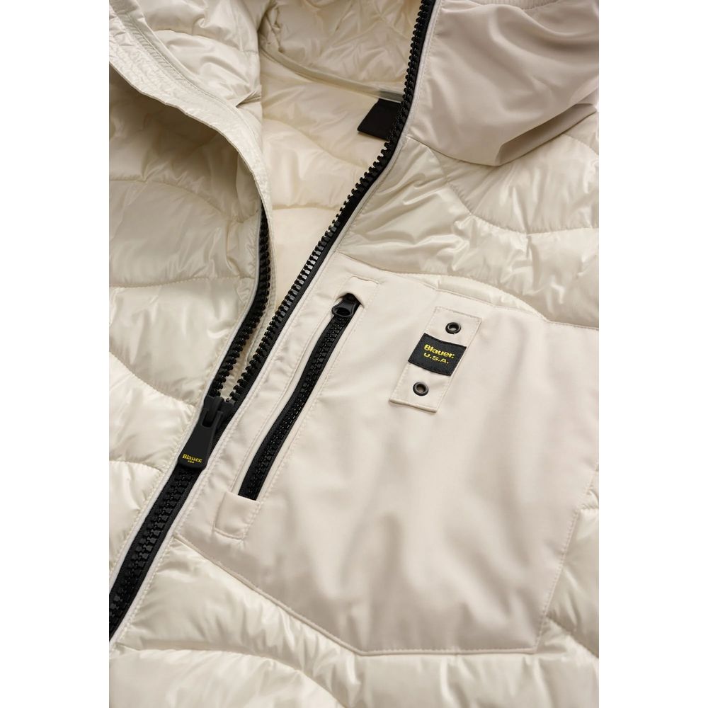 Blue and White Polyamide Shell Jacket