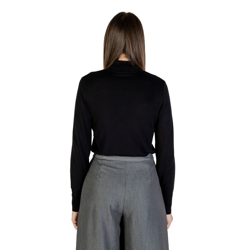 ICHI Black Viscose Roll Neck Jumper