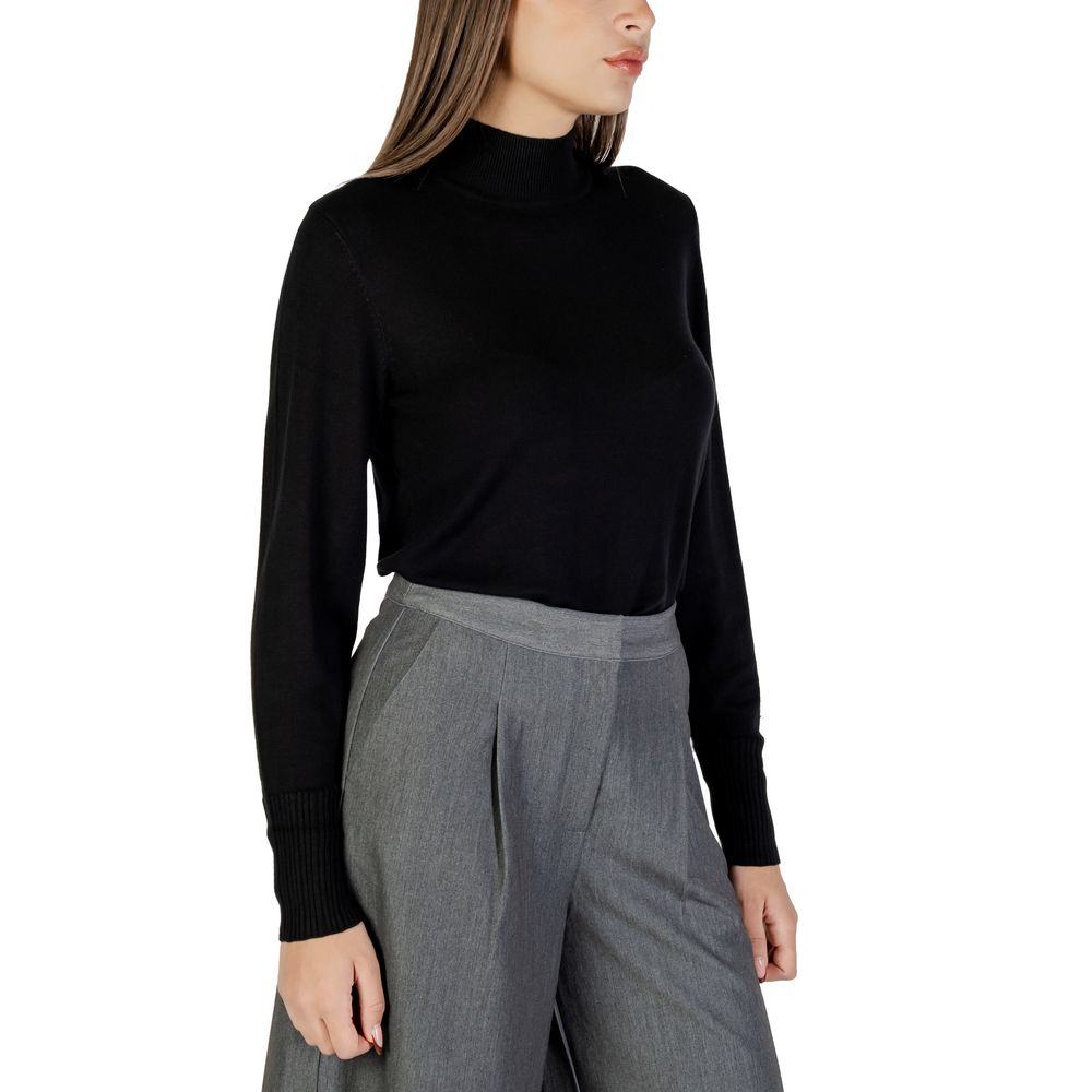 ICHI Black Viscose Roll Neck Jumper