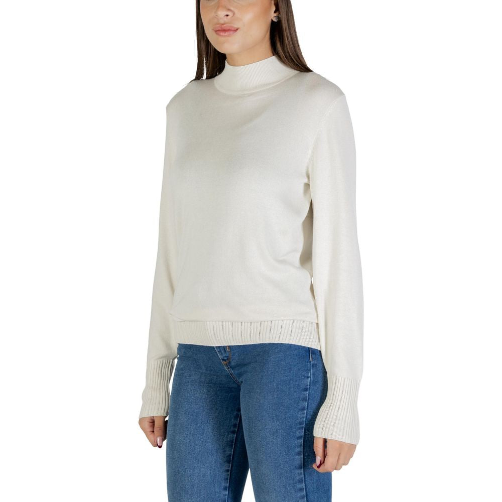 ICHI Beige Viscose Turtleneck Sweater