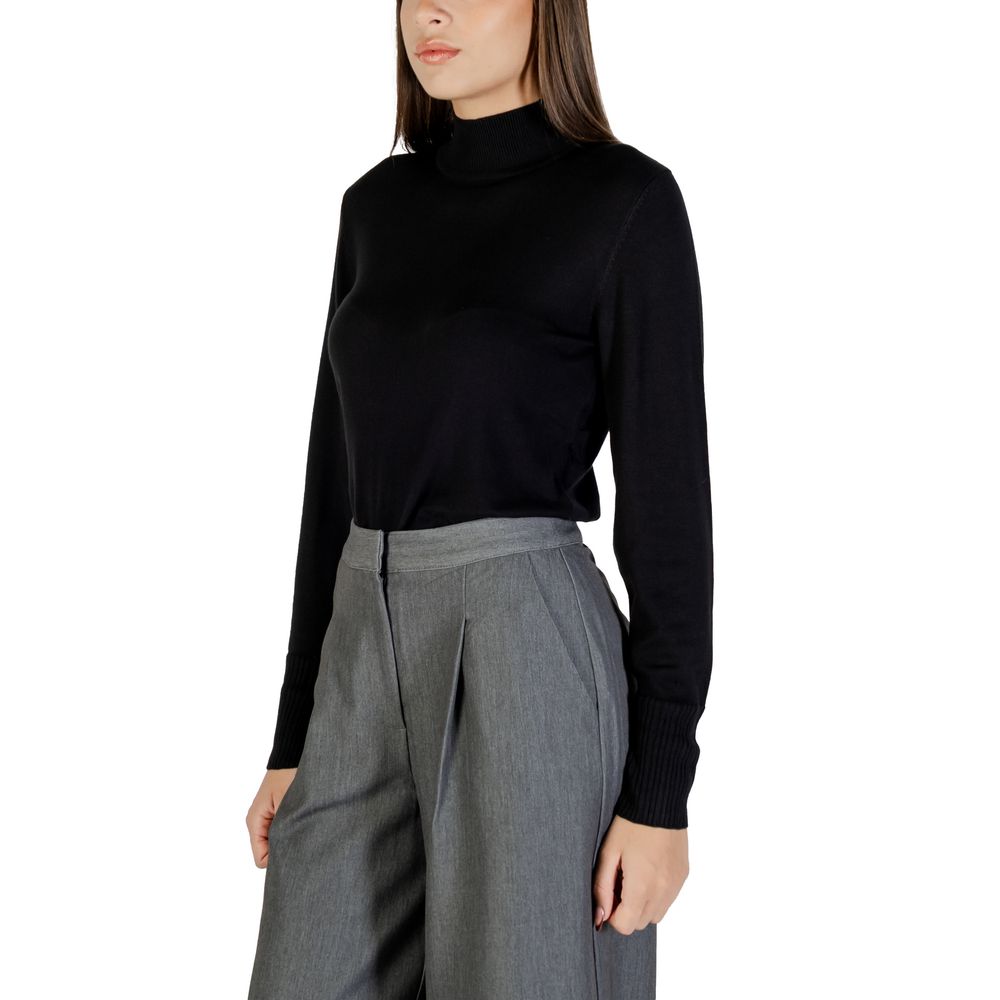 ICHI Black Viscose Roll Neck Jumper