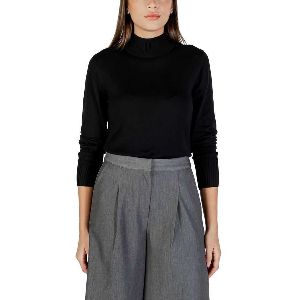 ICHI Black Viscose Roll Neck Jumper