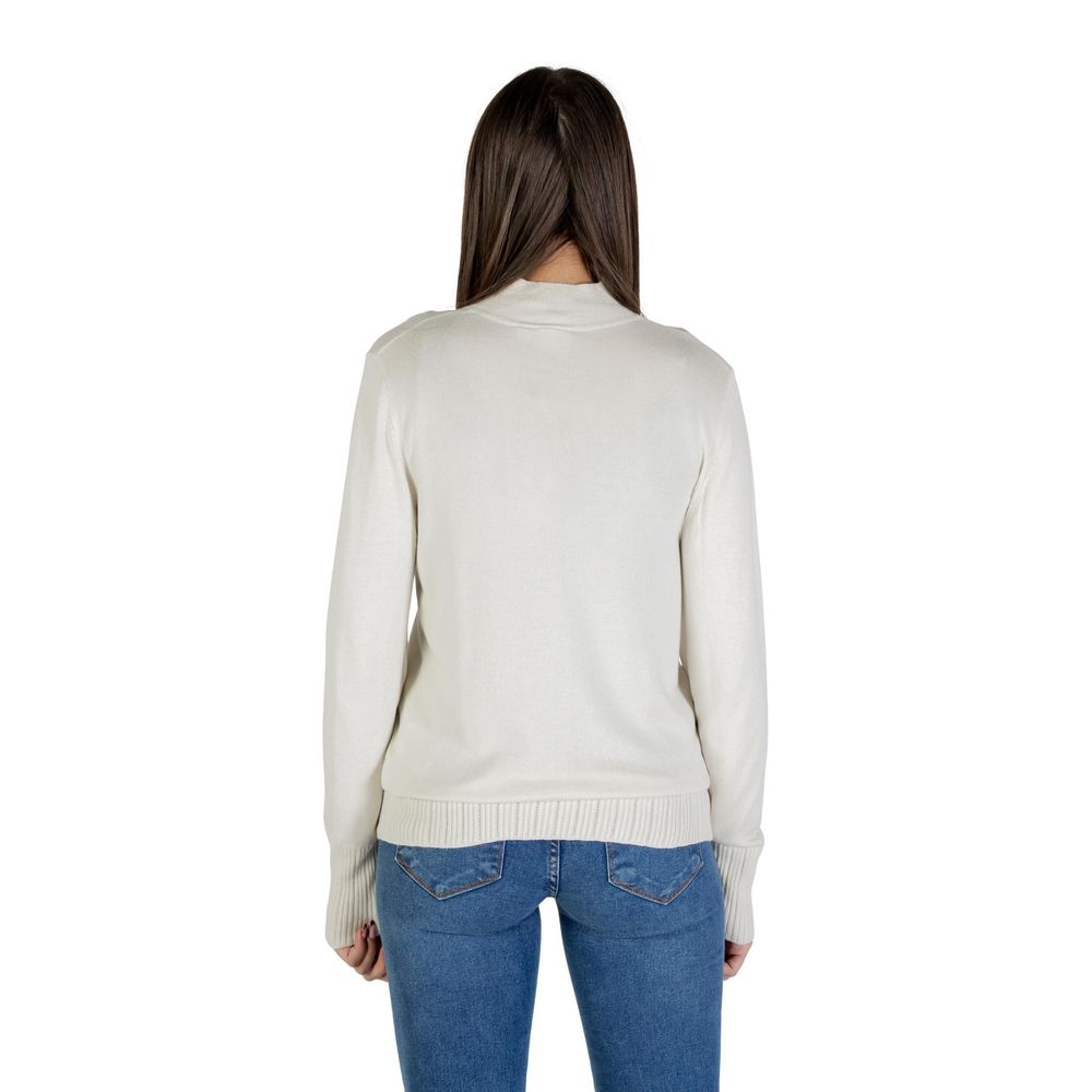 ICHI Beige Viscose Turtleneck Sweater