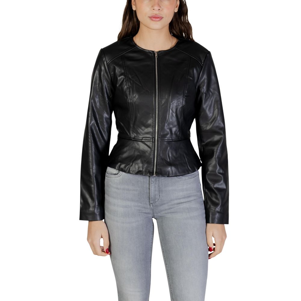 Jacqueline De Yong Schwarze Lederjacke