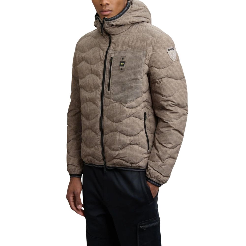 Blue-Brown Polyester Coat