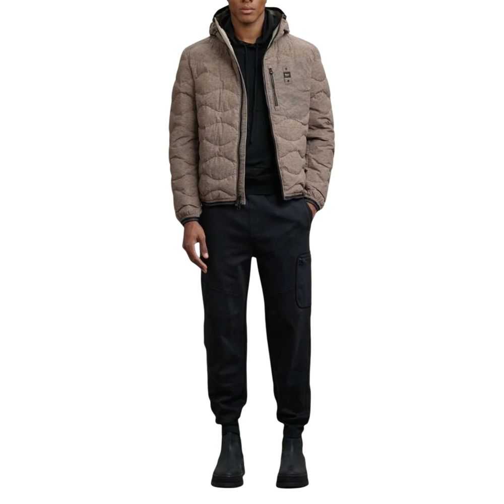 Blue-Brown Polyester Coat