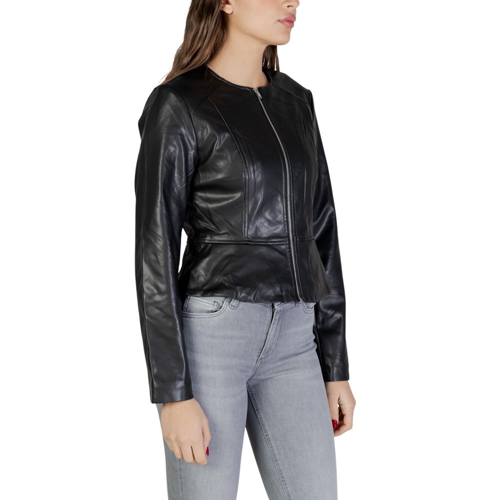 Jacqueline De Yong Schwarze Lederjacke