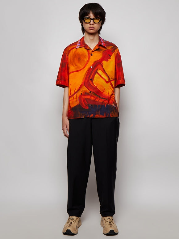 Givenchy Hemd mit orangefarbenem Faser-Muster