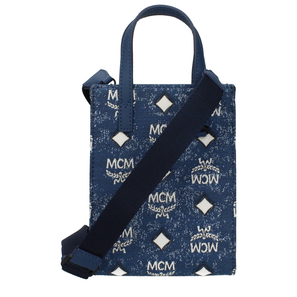 MCM Blaue Stoffhandtasche