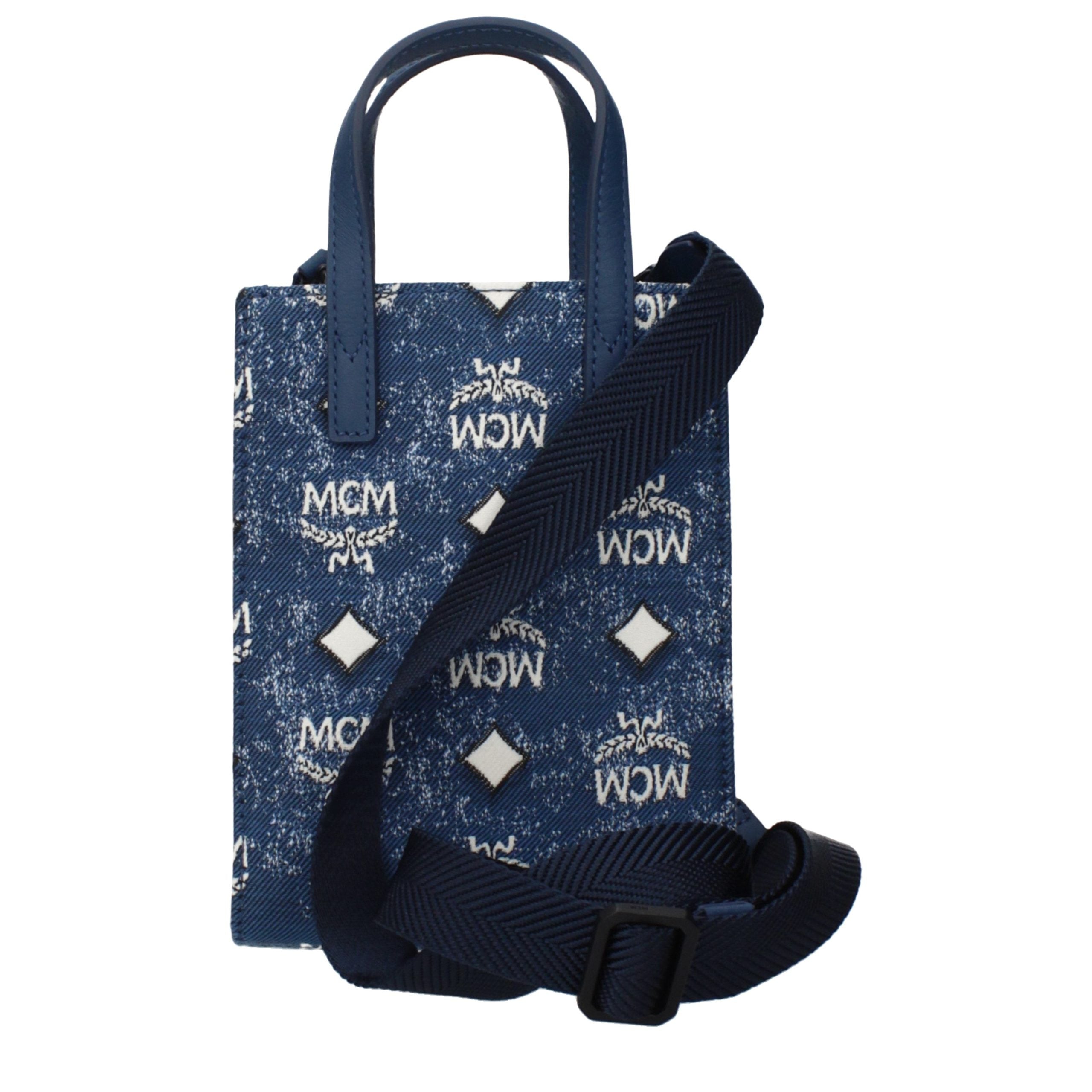 MCM Blaue Stoffhandtasche