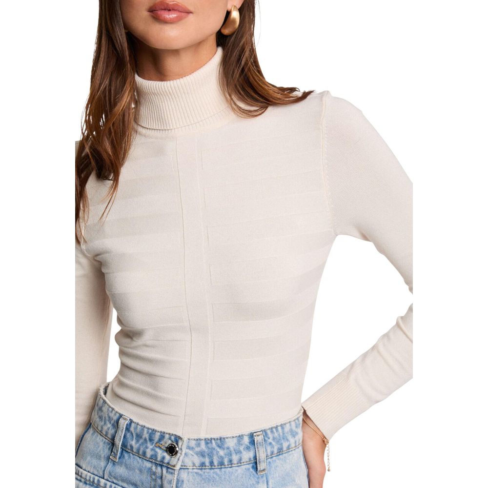 Morgan De Toi Beige Viskose Rollkragenpullover