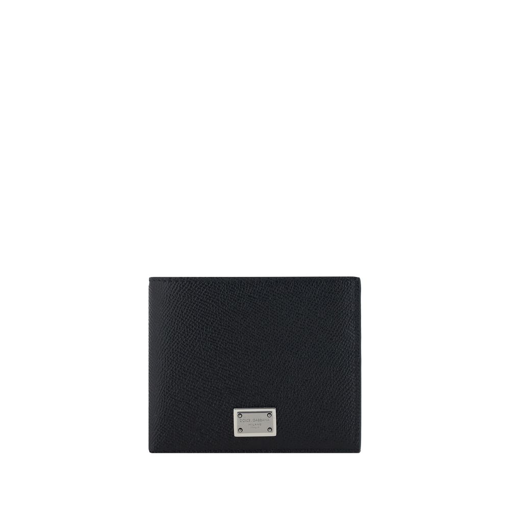 Dolce & Gabbana Schwarze Kalbsleder Geldbörse Bos Taurus