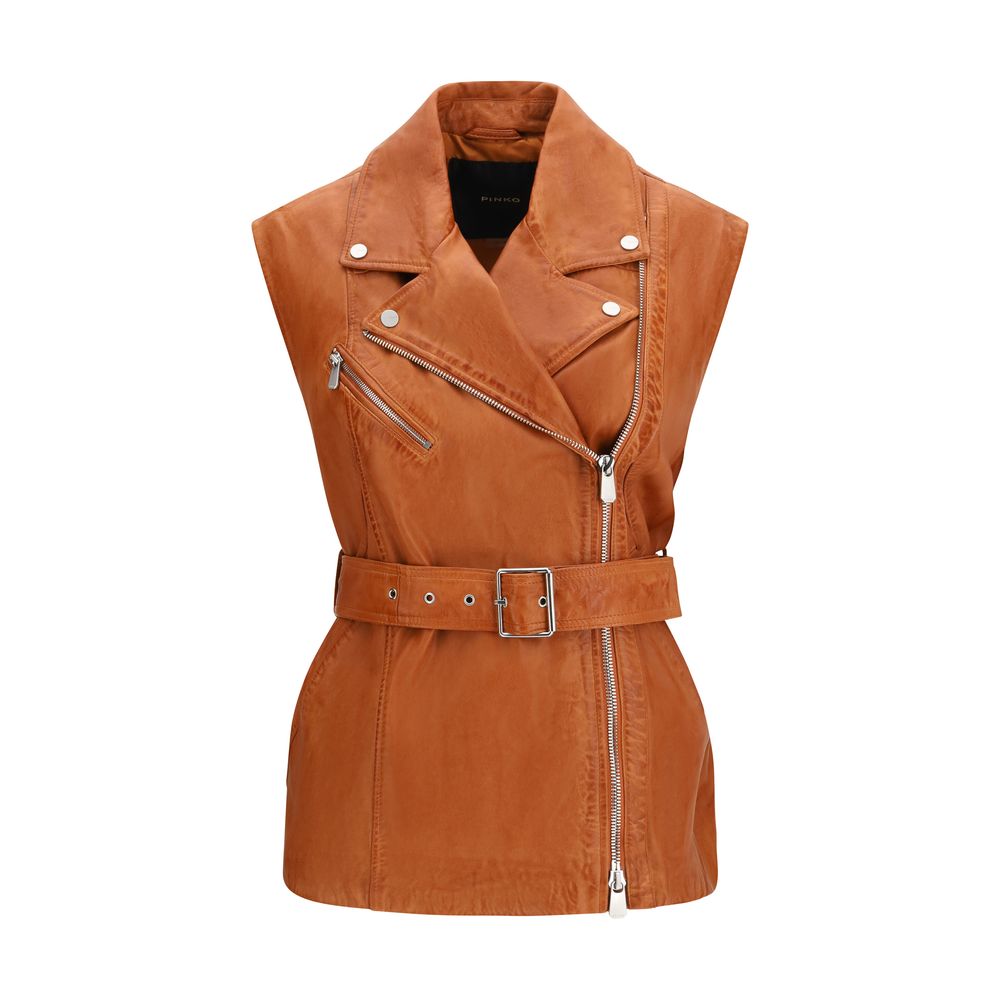 PINKO Braune Ziegenleder-Weste