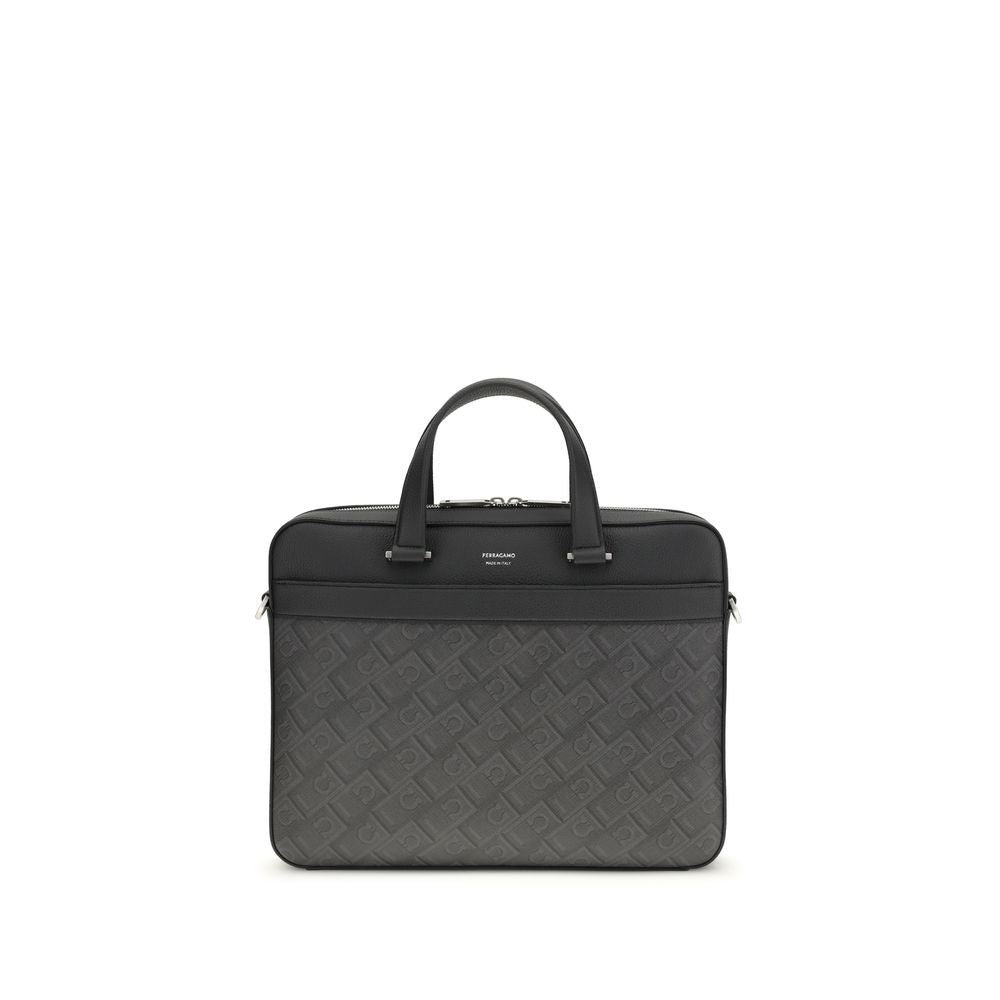 Ferragamo Grey Bos Taurus Calfskin Briefcase