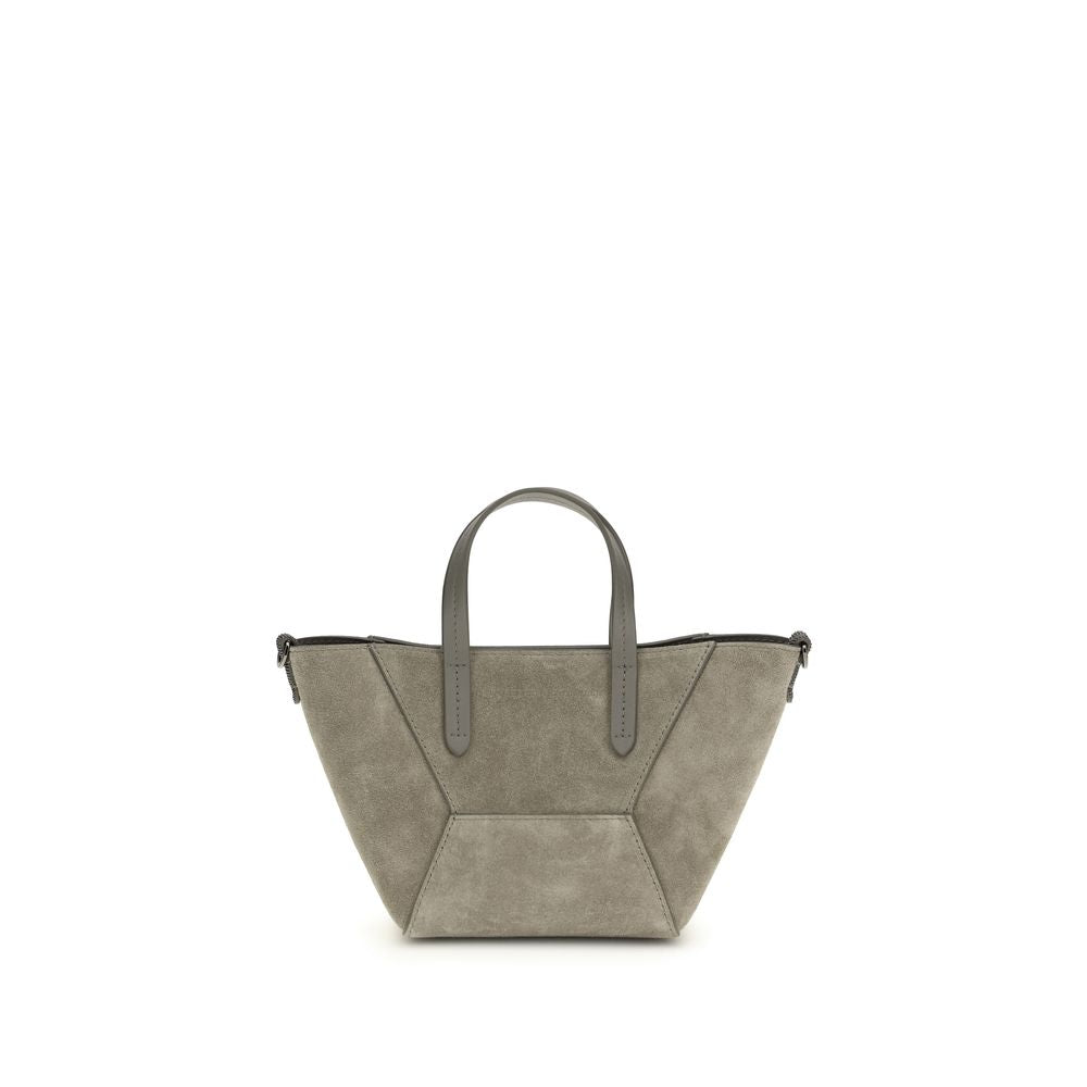 Brunello Cucinelli Braune Kalbsleder Bos Taurus Schultertasche