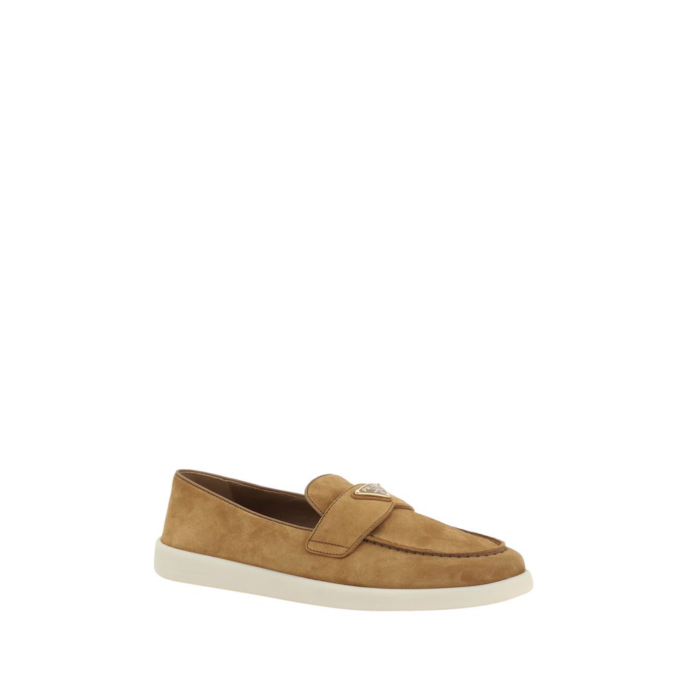 Prada Brown Calfskin Bos Taurus Slip-on Loafers