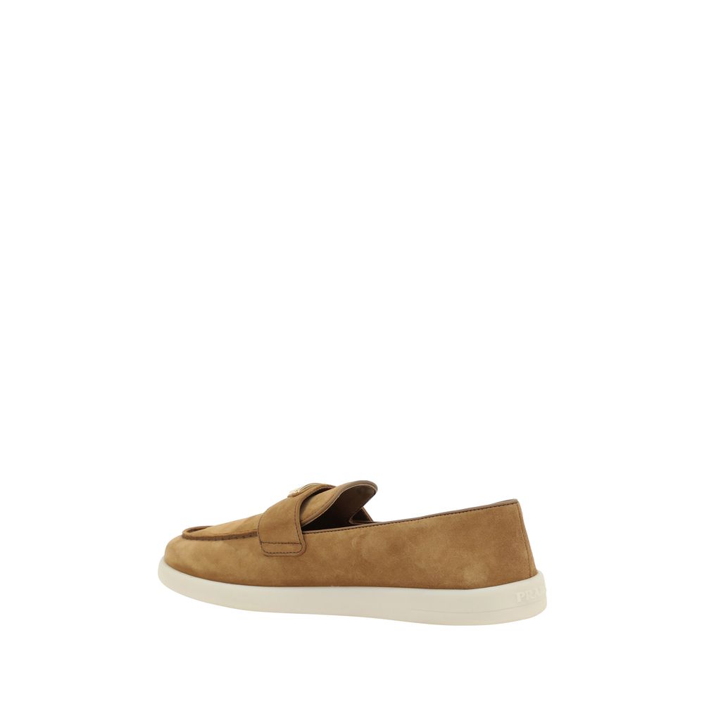 Prada Brown Calfskin Bos Taurus Slip-on Loafers
