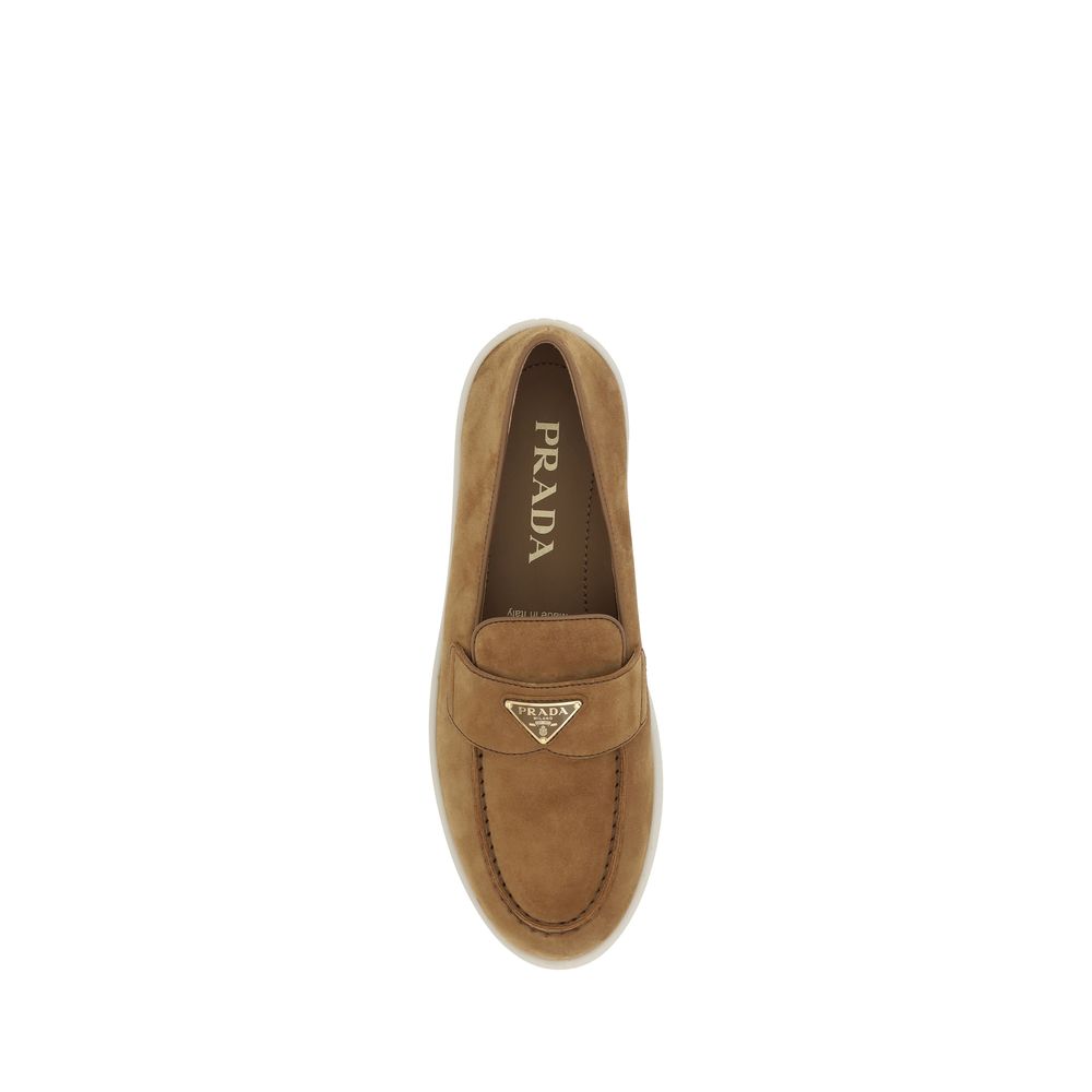 Prada Brown Calfskin Bos Taurus Slip-on Loafers