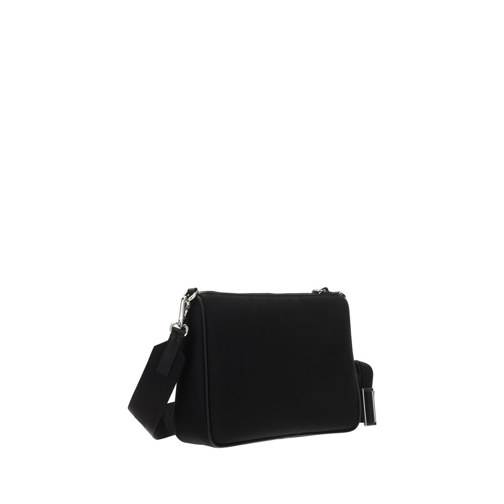 Prada Schwarze Bos Taurus Kalbsleder Schultertasche