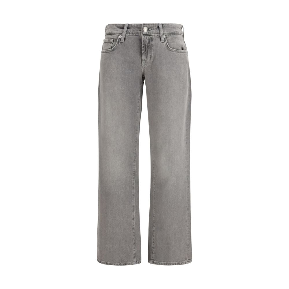 7FOR Grey Cotton Straight Leg Jeans