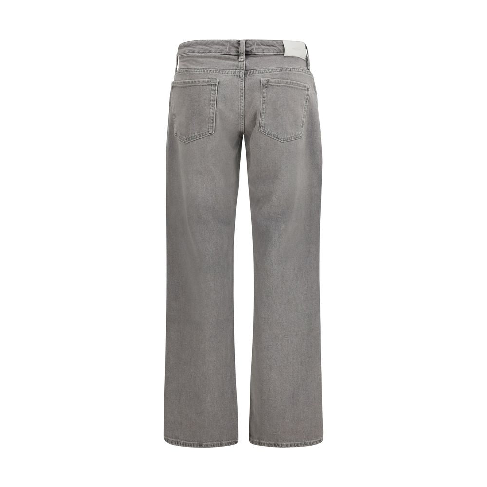 7FOR Grey Cotton Straight Leg Jeans