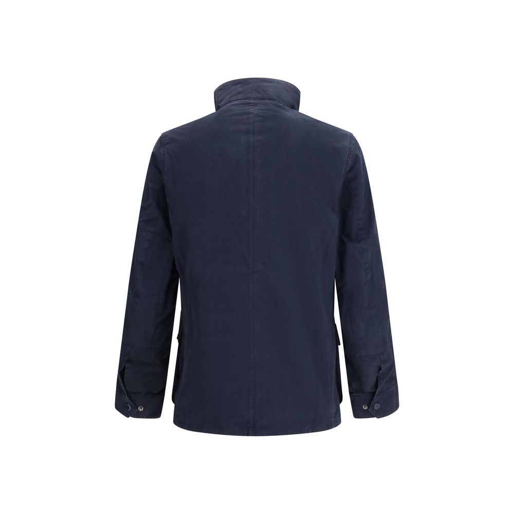 Barbour International Blaue Baumwolljacke in voller Länge