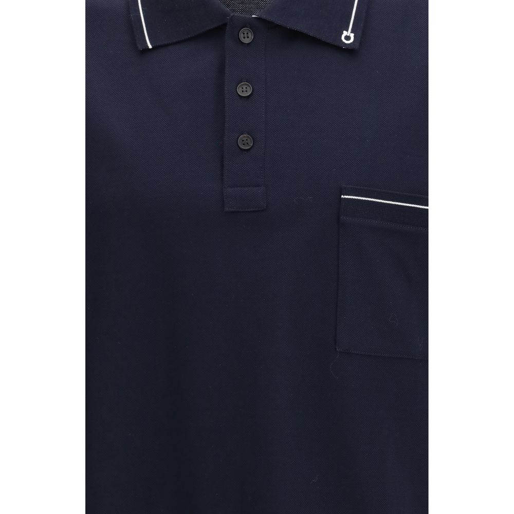 Ferragamo Blaues Baumwoll-Polohemd