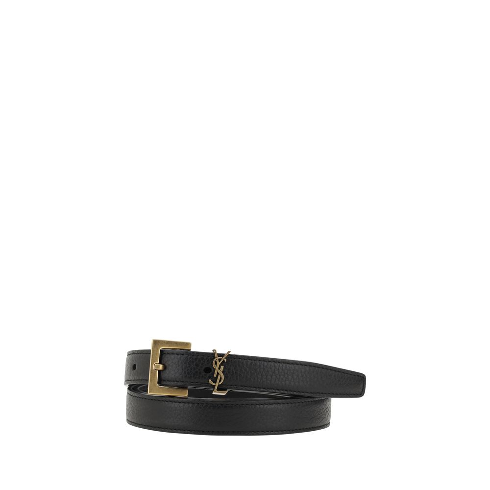 Saint Laurent Black Calfskin Bos Taurus Regular Belt