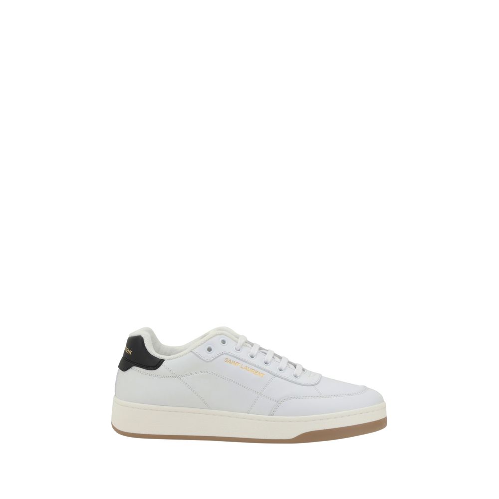 Saint Laurent Weiße Low-Top-Sneaker aus Kalbsleder Bos Taurus