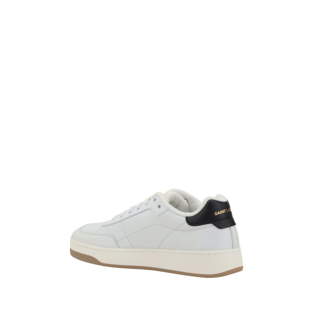 Saint Laurent Weiße Low-Top-Sneaker aus Kalbsleder Bos Taurus