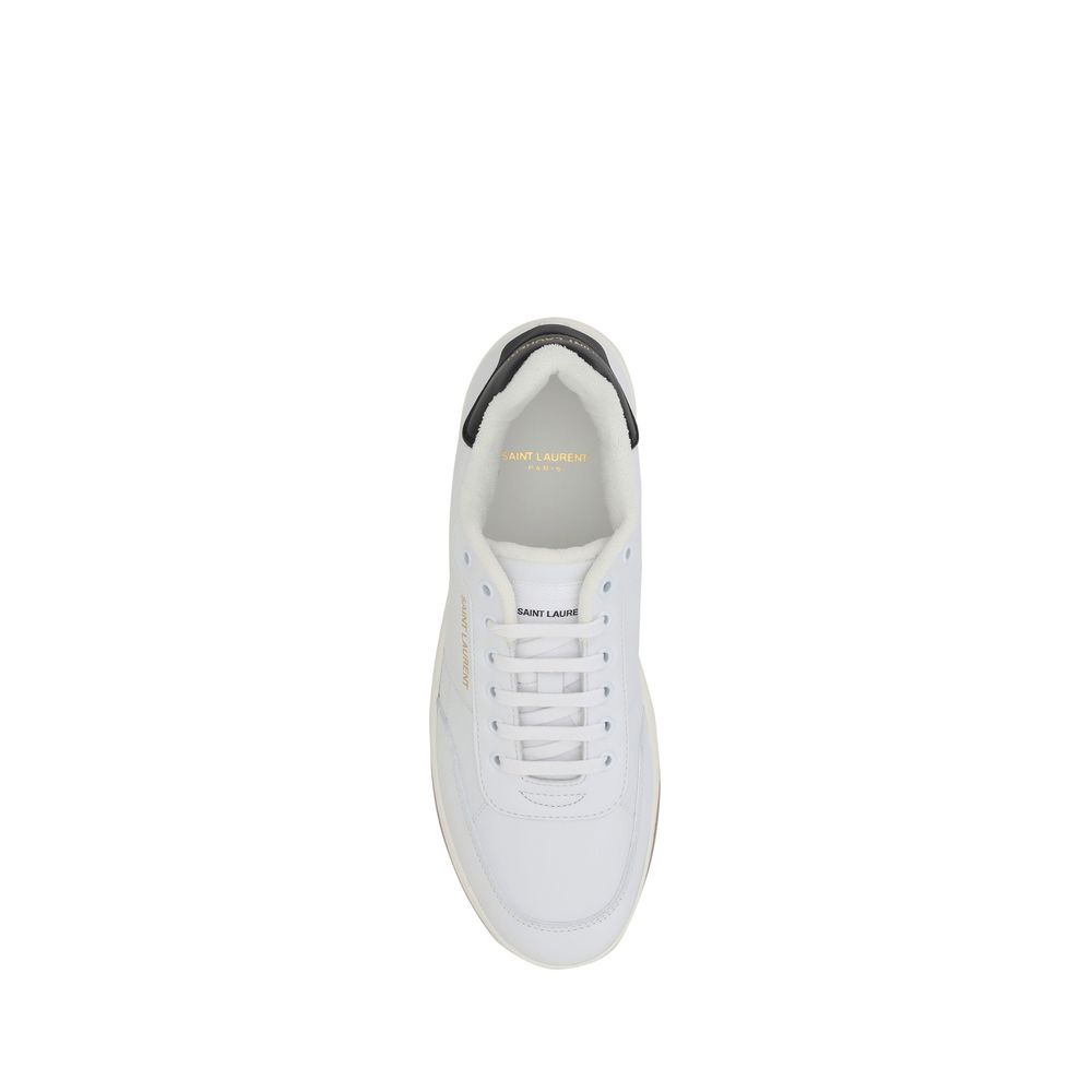 Saint Laurent Weiße Low-Top-Sneaker aus Kalbsleder Bos Taurus