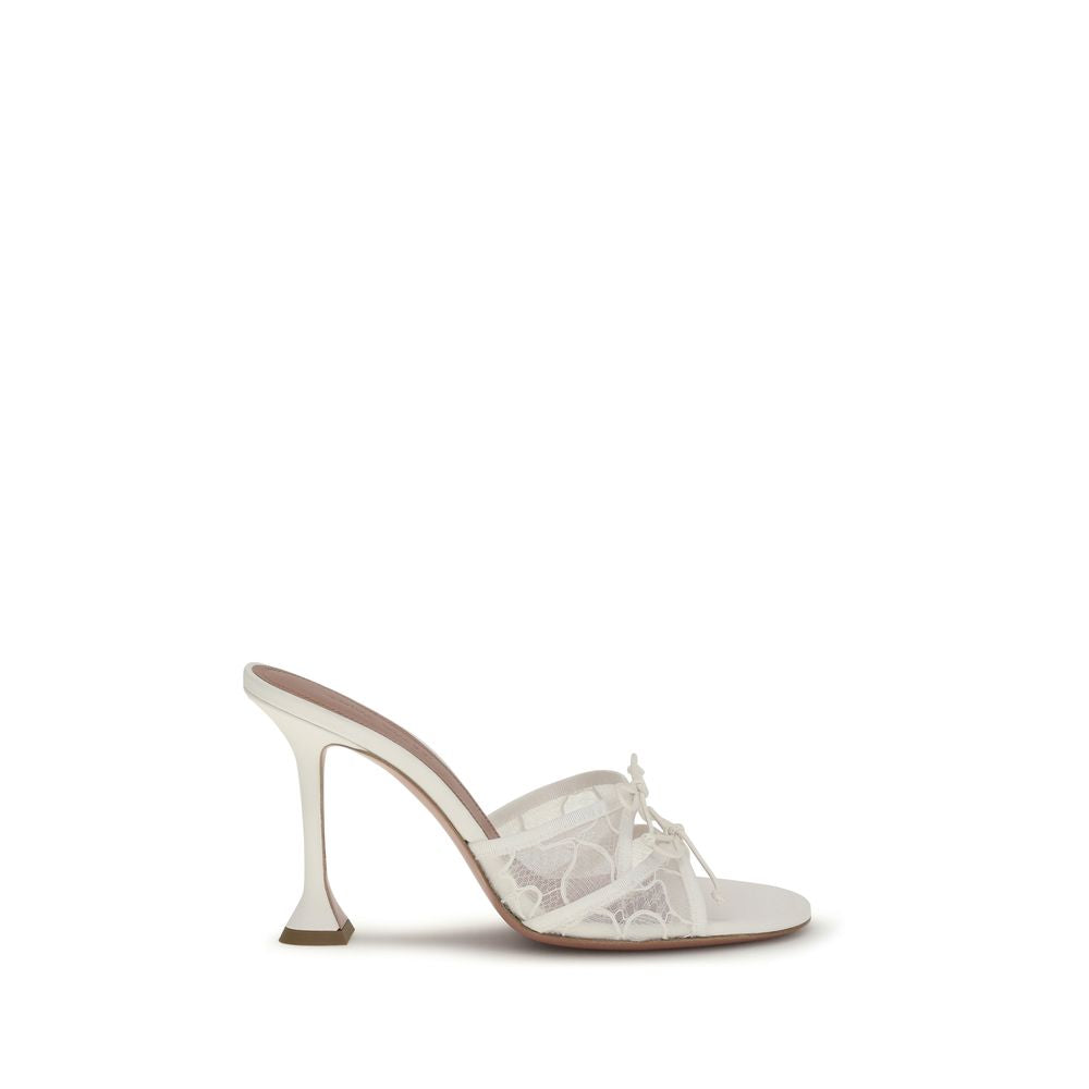 Amina Muaddi Weiße Baumwoll-Slipper
