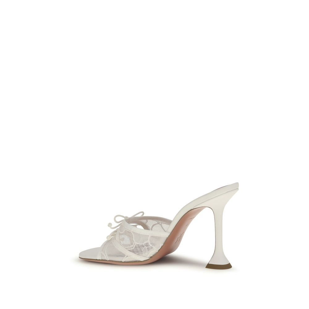 Amina Muaddi Weiße Baumwoll-Slipper