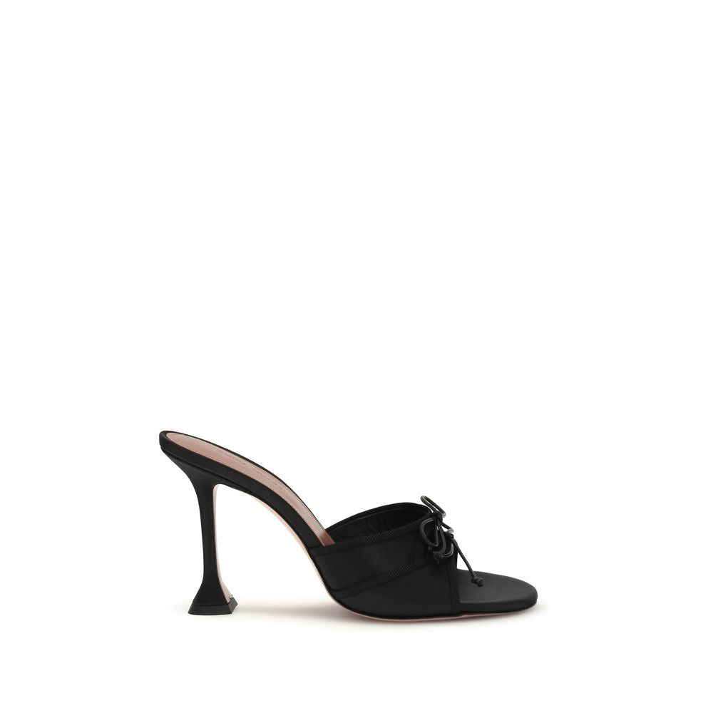Amina Muaddi Schwarze Stilettosandalen aus Seide