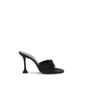 Amina Muaddi Schwarze Stilettosandalen aus Seide