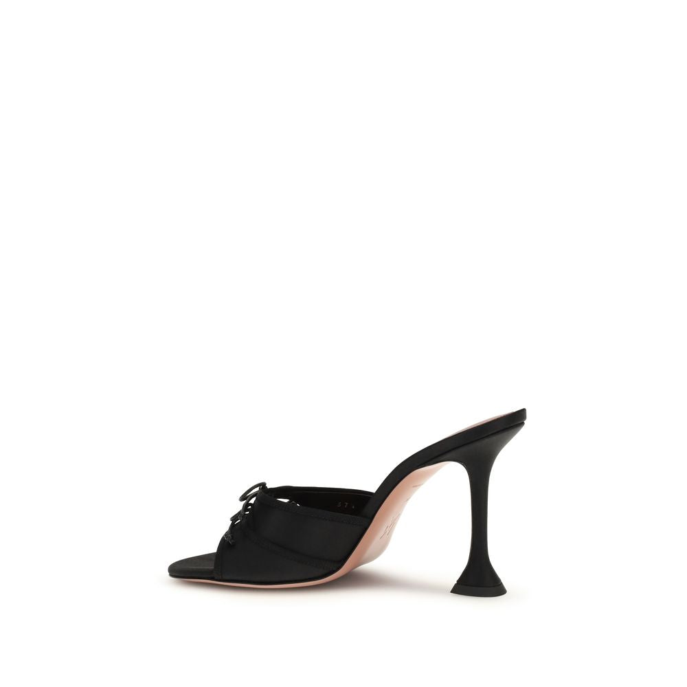 Amina Muaddi Schwarze Stilettosandalen aus Seide
