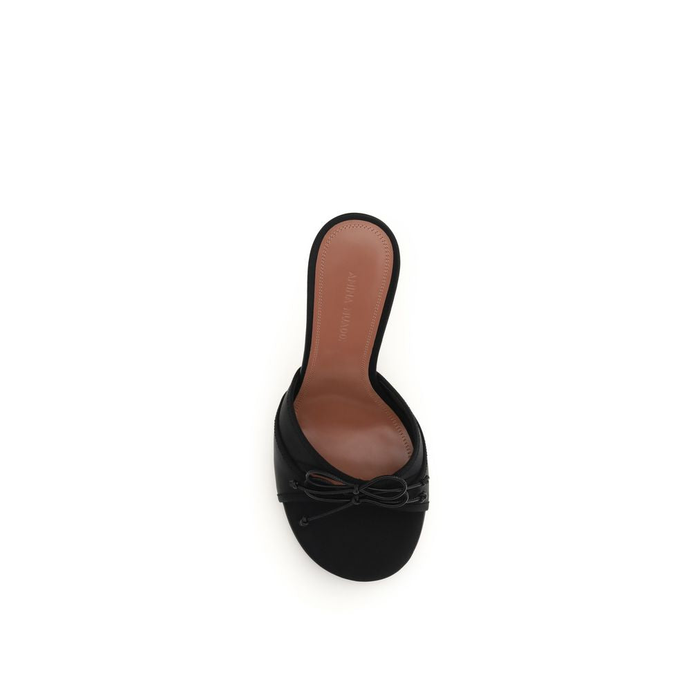 Amina Muaddi Schwarze Stilettosandalen aus Seide