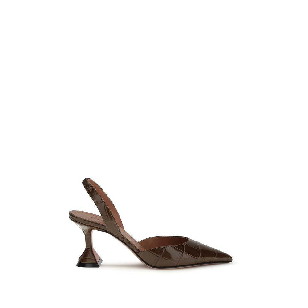 Amina Muaddi Braune Kalbsleder Bos Taurus Plateau-Pumps