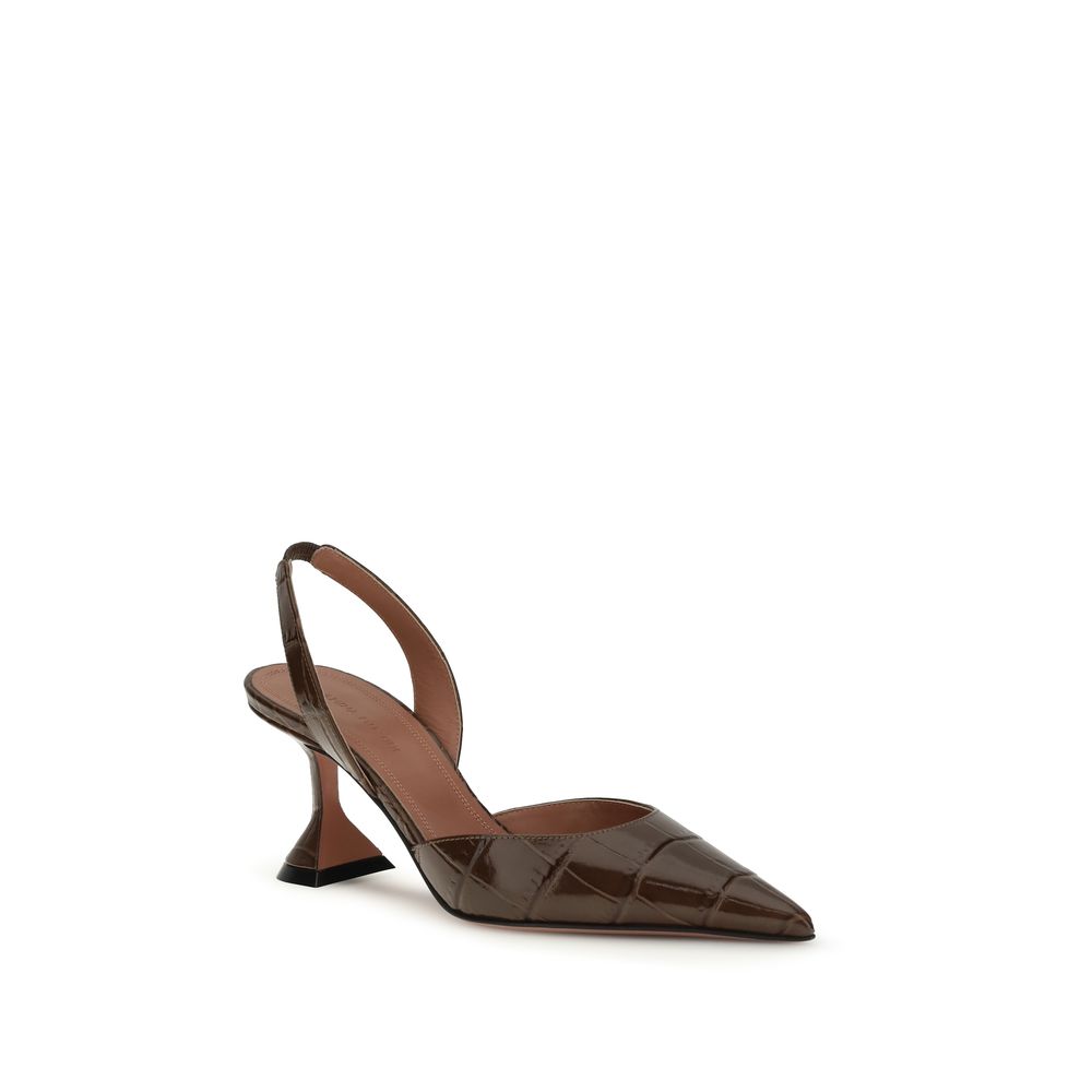 Amina Muaddi Braune Kalbsleder Bos Taurus Plateau-Pumps