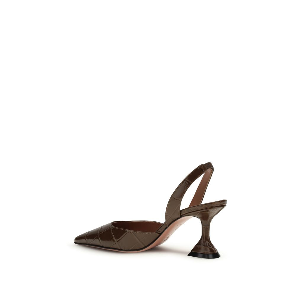 Amina Muaddi Braune Kalbsleder Bos Taurus Plateau-Pumps