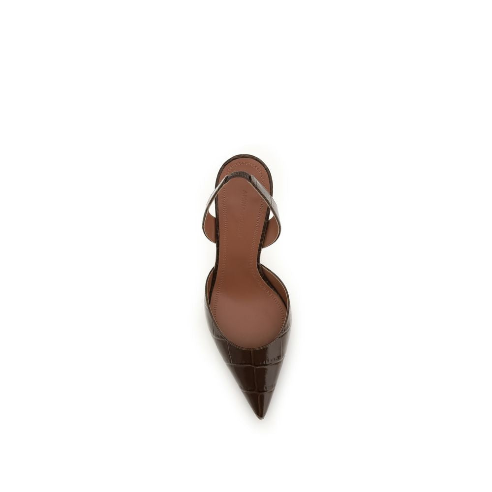 Amina Muaddi Braune Kalbsleder Bos Taurus Plateau-Pumps