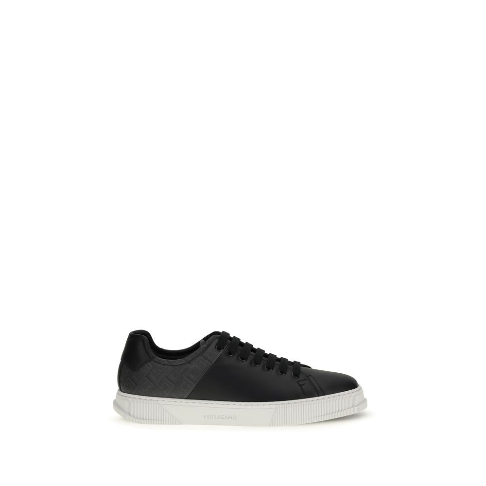 Ferragamo Black Bos Taurus Calfskin Low-Top Sneakers