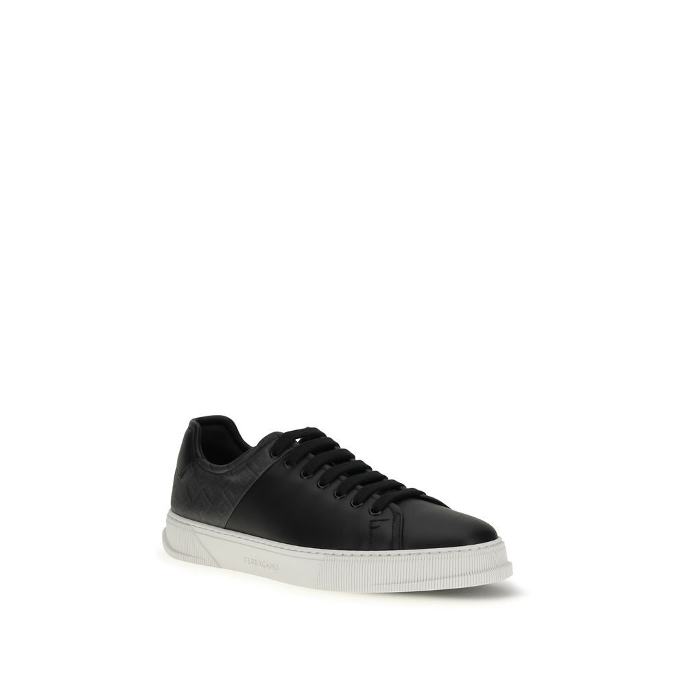 Ferragamo Black Bos Taurus Calfskin Low-Top Sneakers