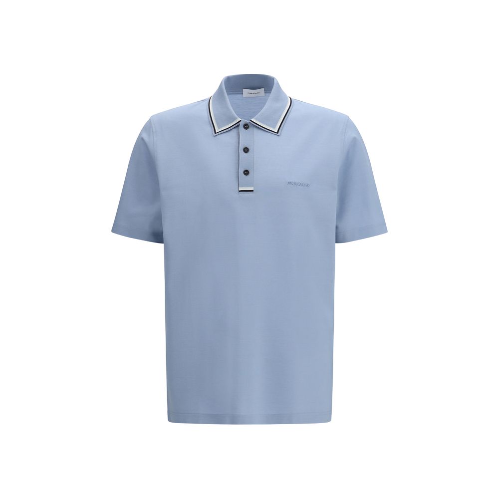 Ferragamo Blaues Baumwoll-Polohemd