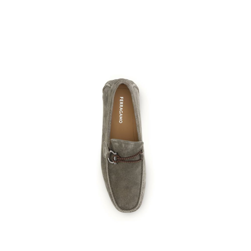 Ferragamo Graue Kalbsleder Bos Taurus Slipper-Loafer