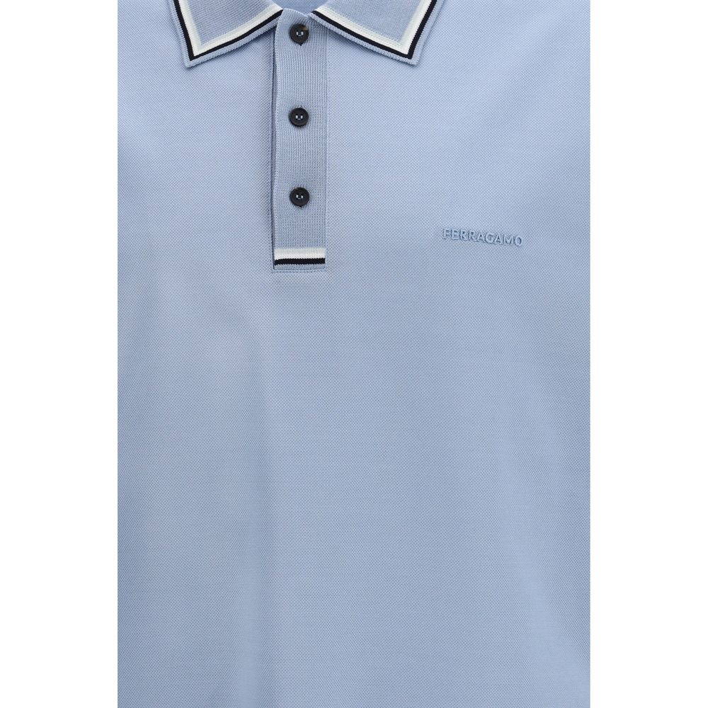 Ferragamo Blaues Baumwoll-Polohemd