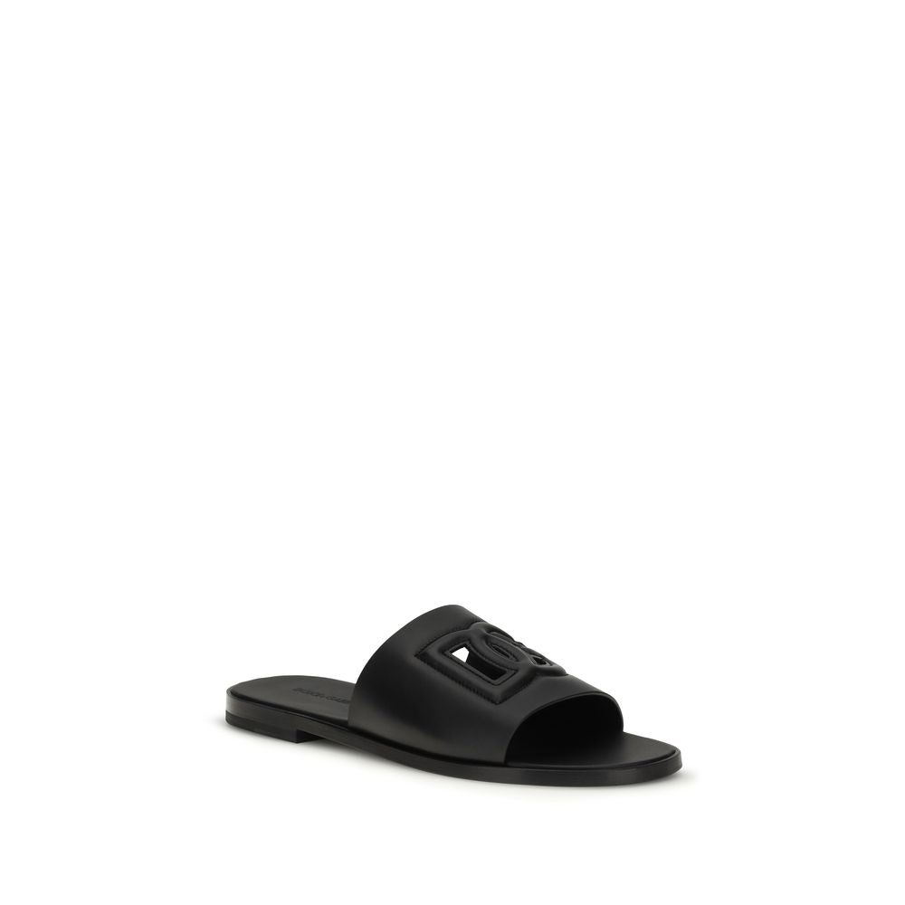 Dolce & Gabbana Schwarze Bos Taurus Sandalen aus Kalbsleder