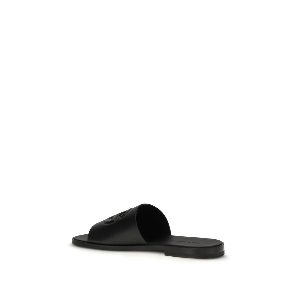 Dolce & Gabbana Schwarze Bos Taurus Sandalen aus Kalbsleder